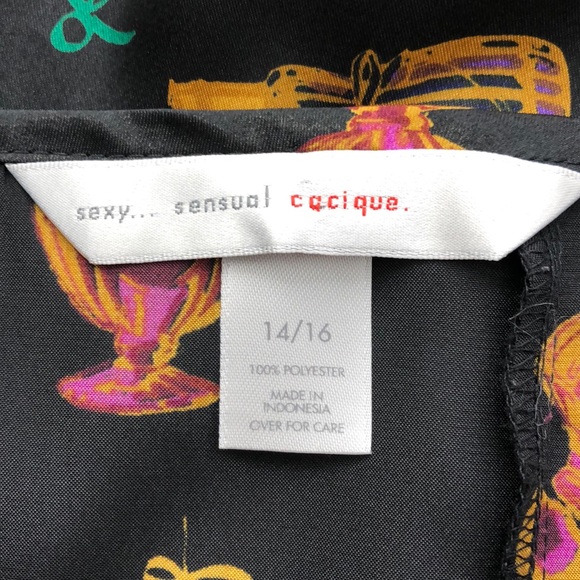 Cacique Black Perfume Print Silky Chemise Slip - Picture 6 of 7